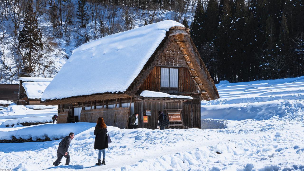Shirakawa-gōn gasshō-zukuri-talojen kylämaisema